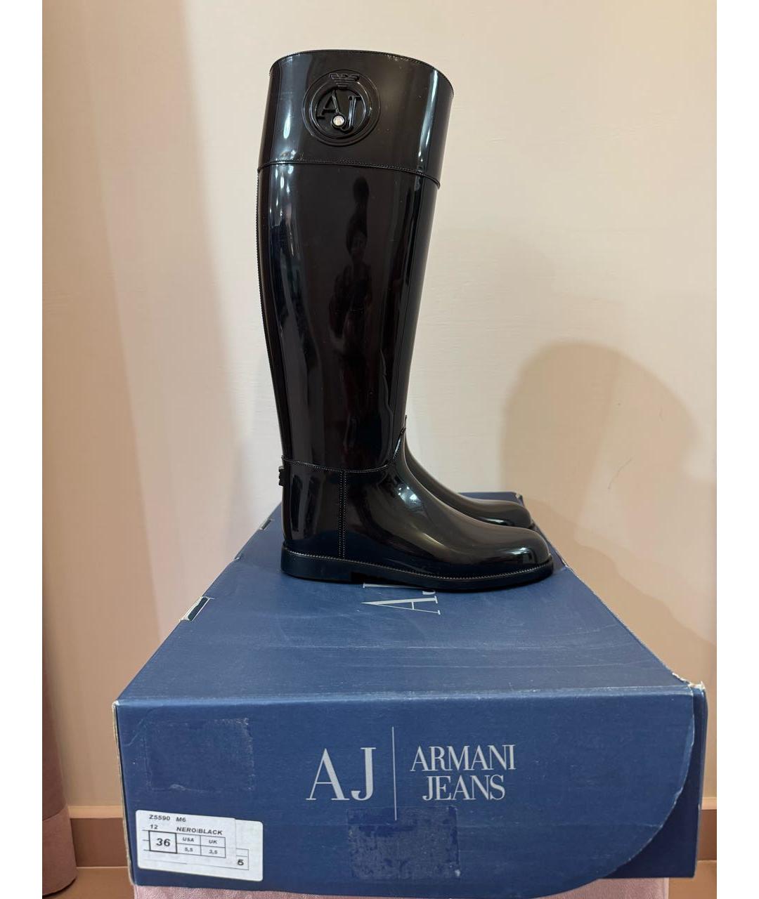ARMANI JEANS Черные резиновые сапоги, фото 7