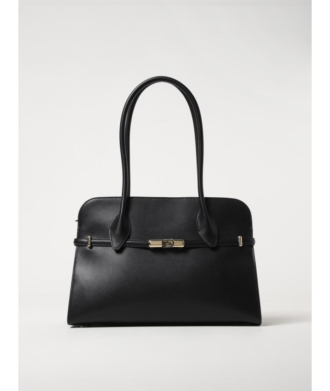 FURLA Черная кожаная сумка тоут, фото 4