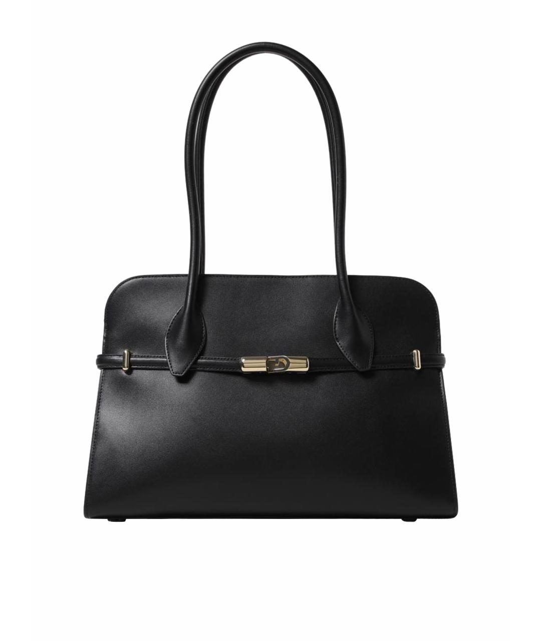 FURLA Черная кожаная сумка тоут, фото 1