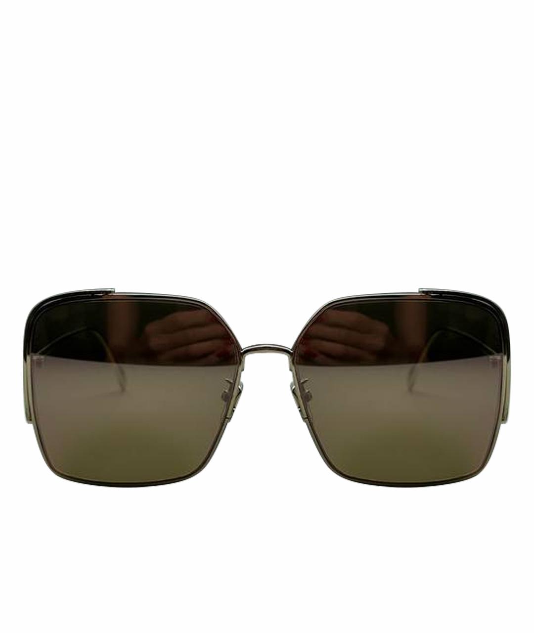 FENDI Золотые металлические солнцезащитные очки, фото 1