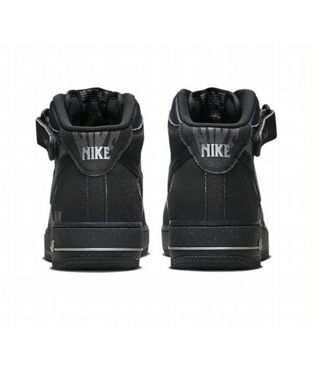 NIKE Черные кожаные высокие кроссовки / кеды, фото 4