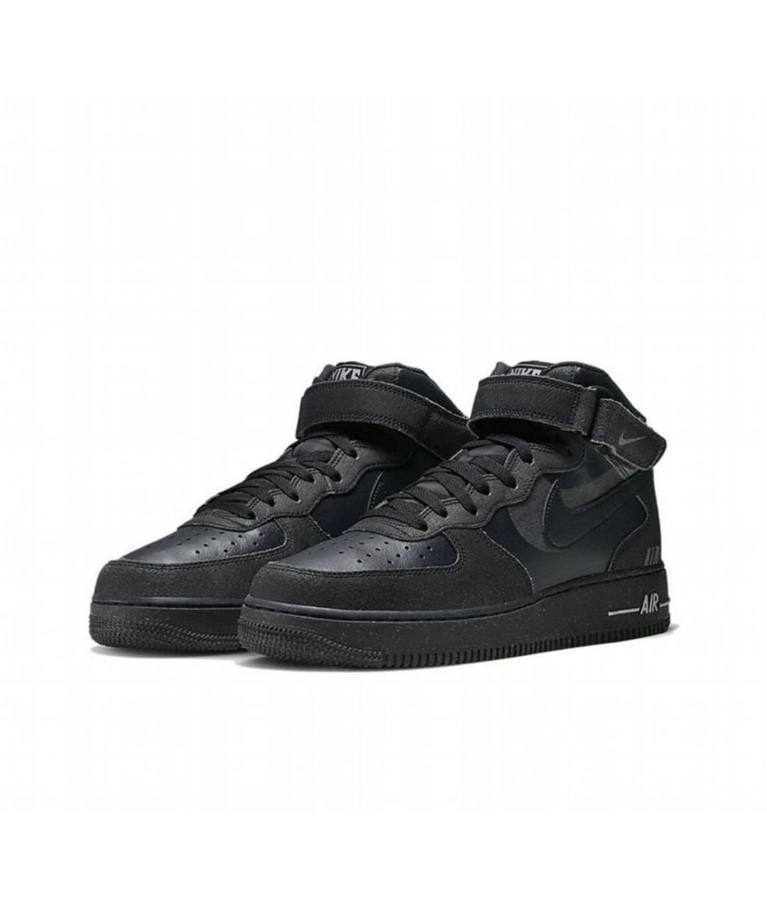 NIKE Черные кожаные высокие кроссовки / кеды, фото 2