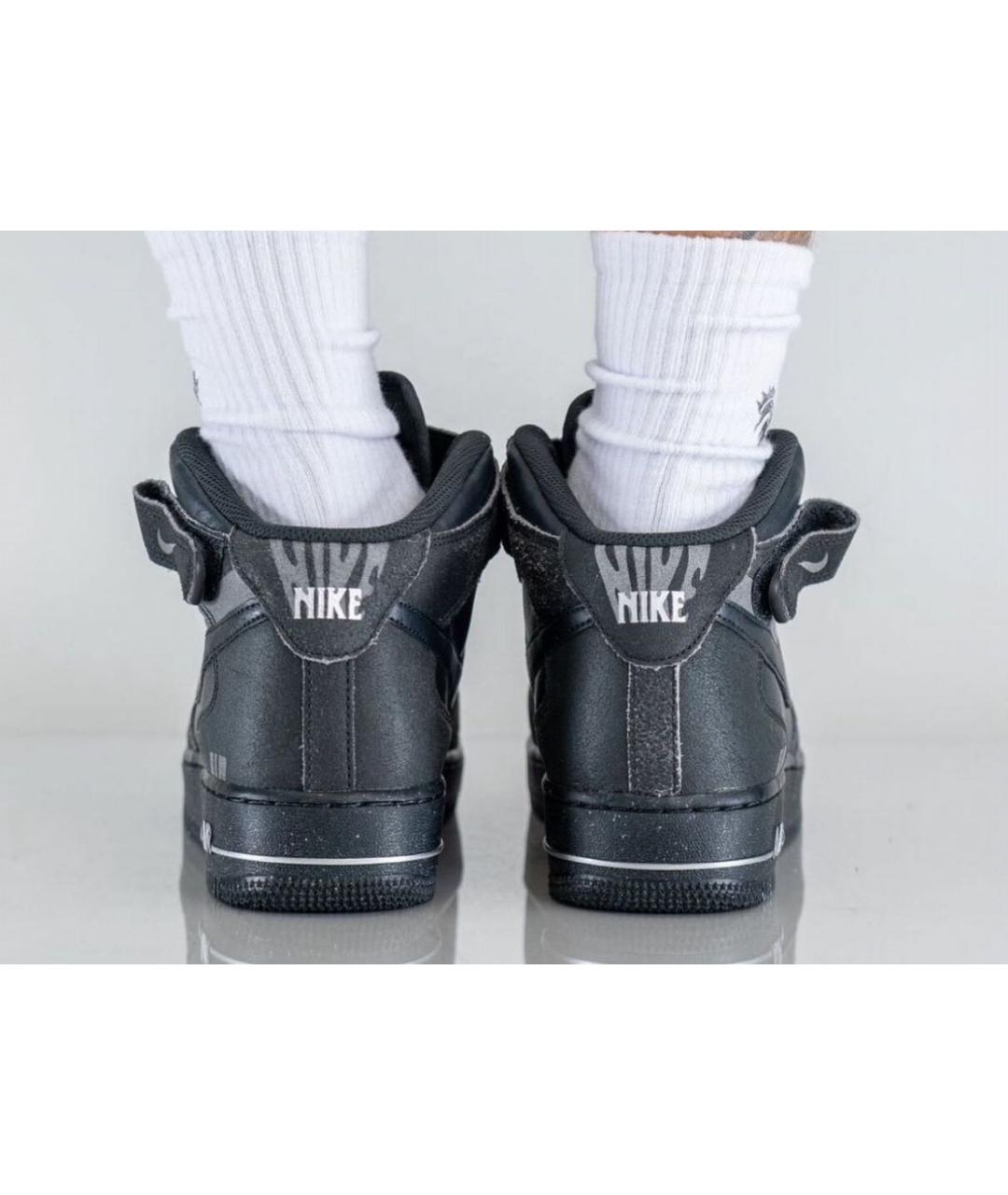 NIKE Черные кожаные высокие кроссовки / кеды, фото 8