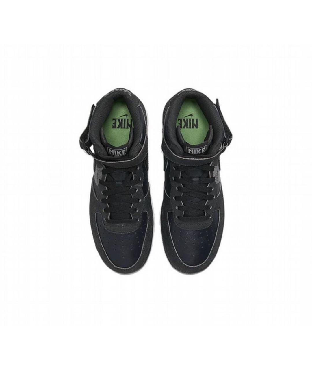 NIKE Черные кожаные высокие кроссовки / кеды, фото 3