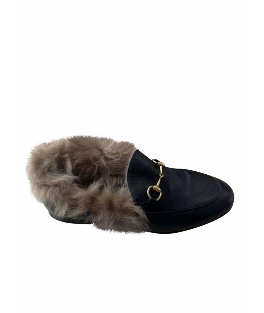 GUCCI Черные кожаные лоферы, фото 1