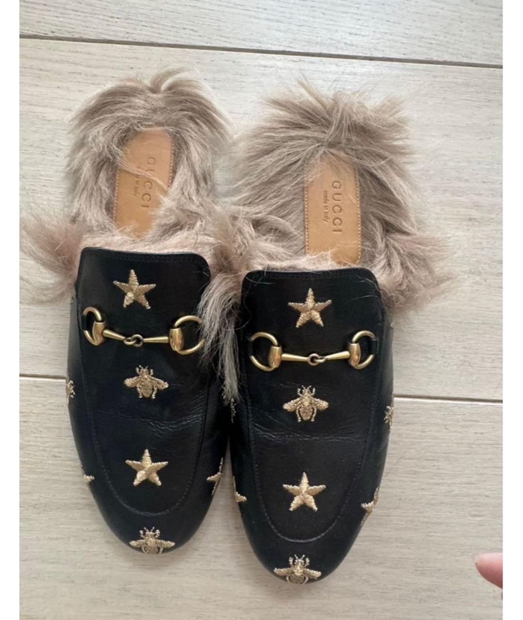 GUCCI Черные кожаные мюли, фото 2