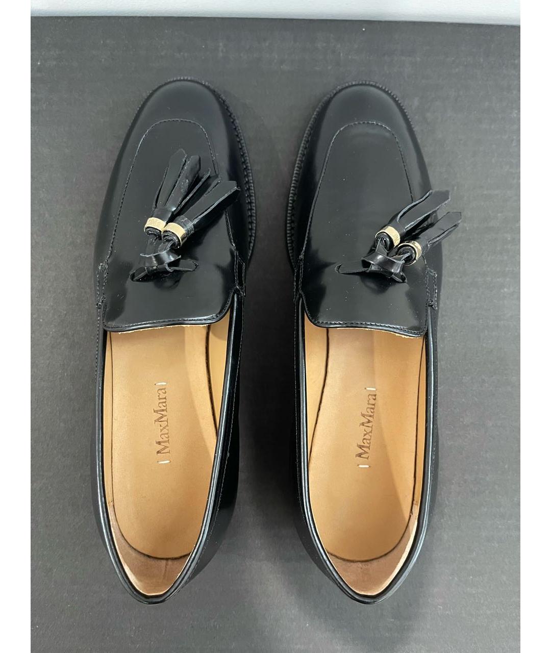MAX MARA Черные кожаные лоферы, фото 3