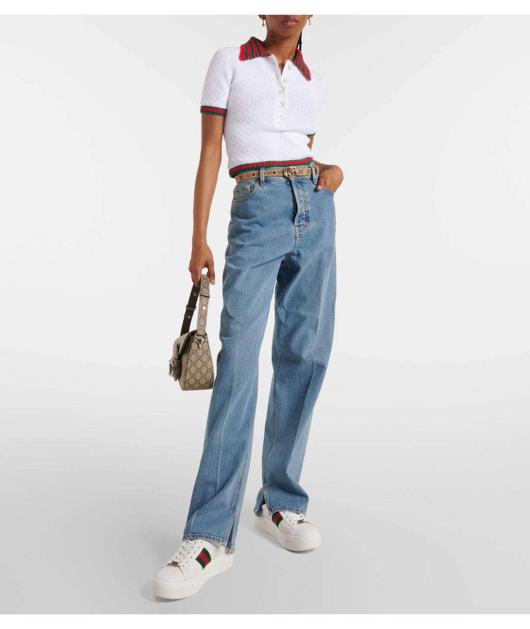 GUCCI Белые кожаные кроссовки, фото 5