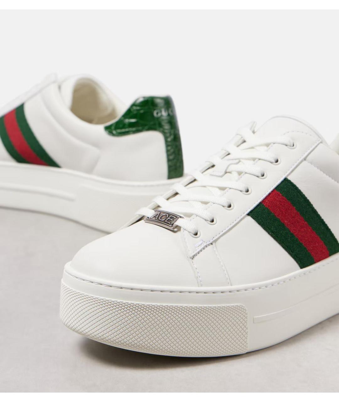 GUCCI Белые кожаные кроссовки, фото 8