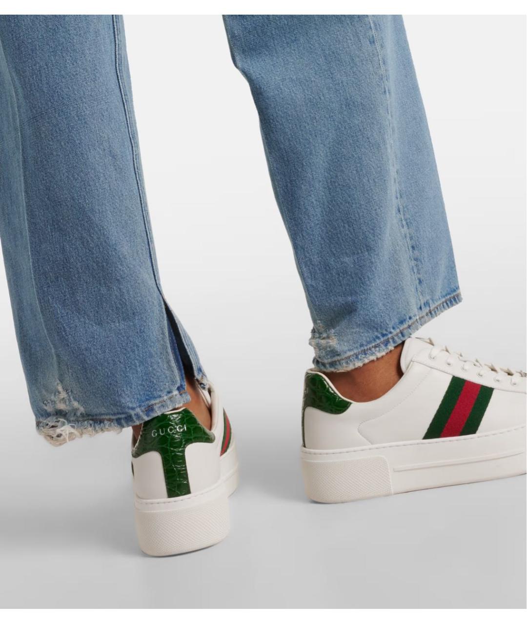 GUCCI Белые кожаные кроссовки, фото 7