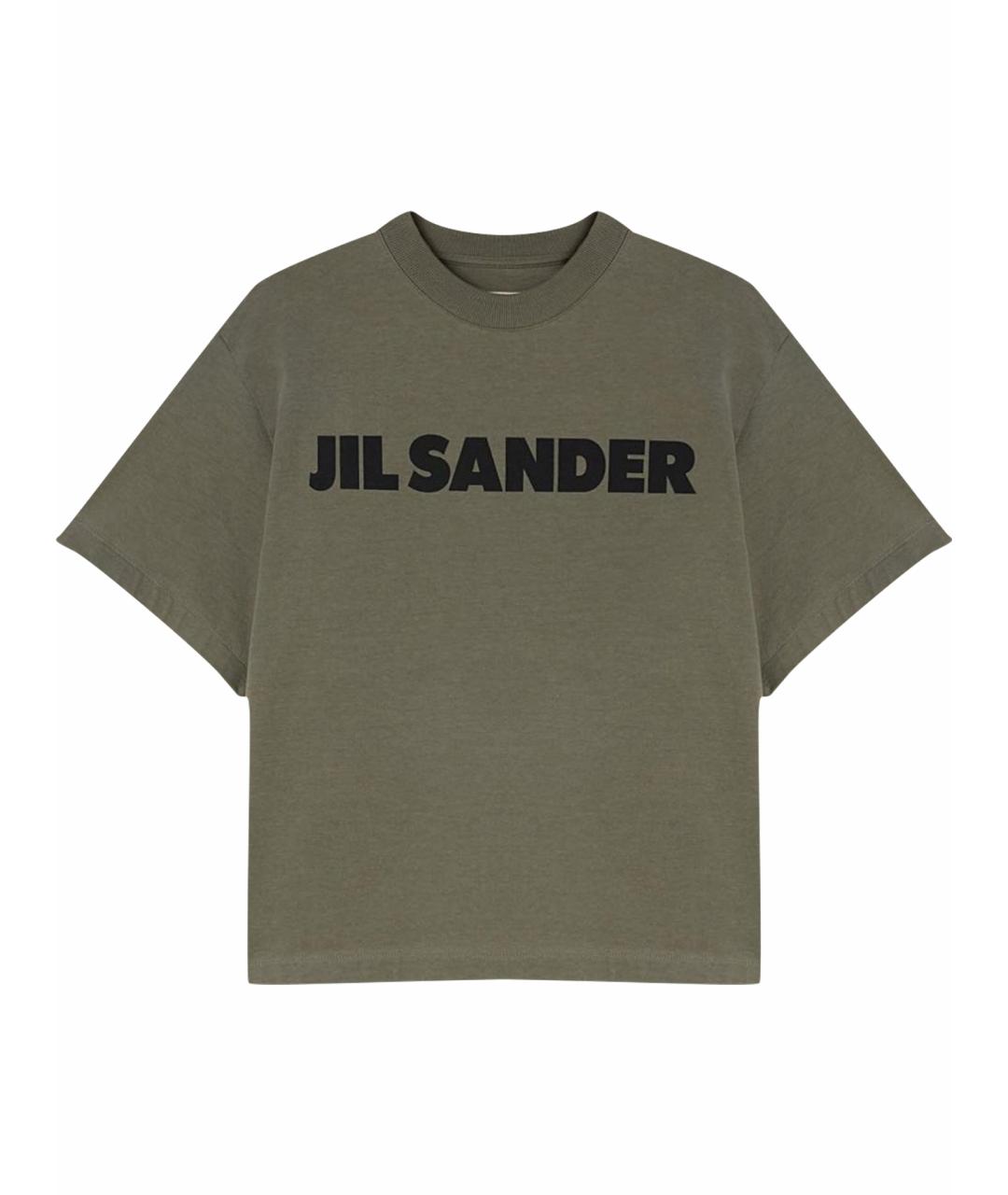JIL SANDER Хаки хлопковая футболка, фото 1