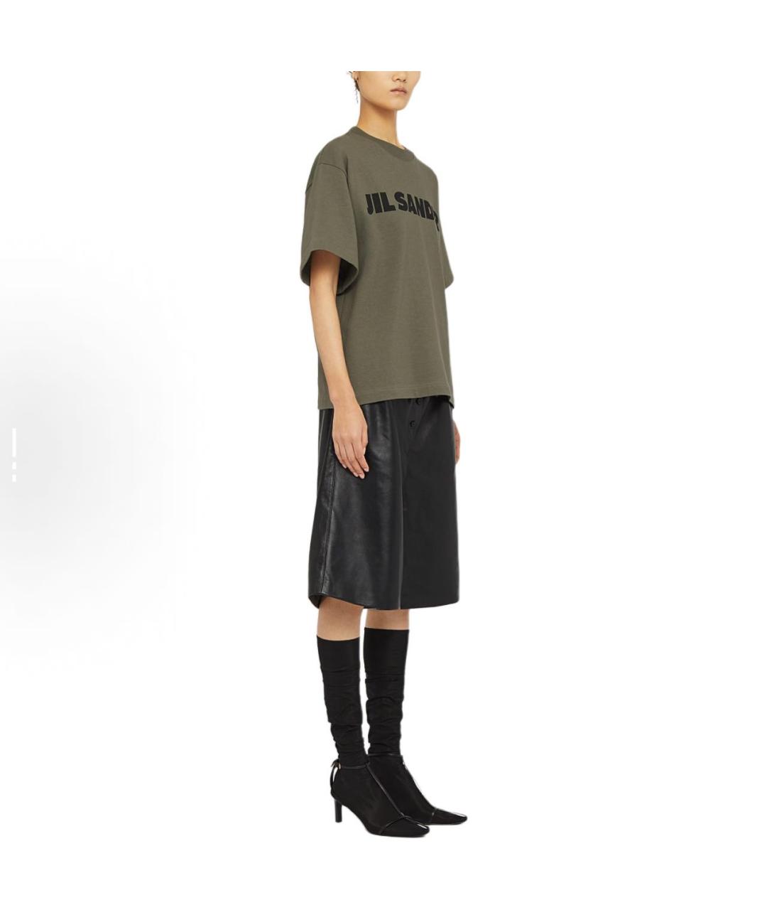 JIL SANDER Хаки хлопковая футболка, фото 4