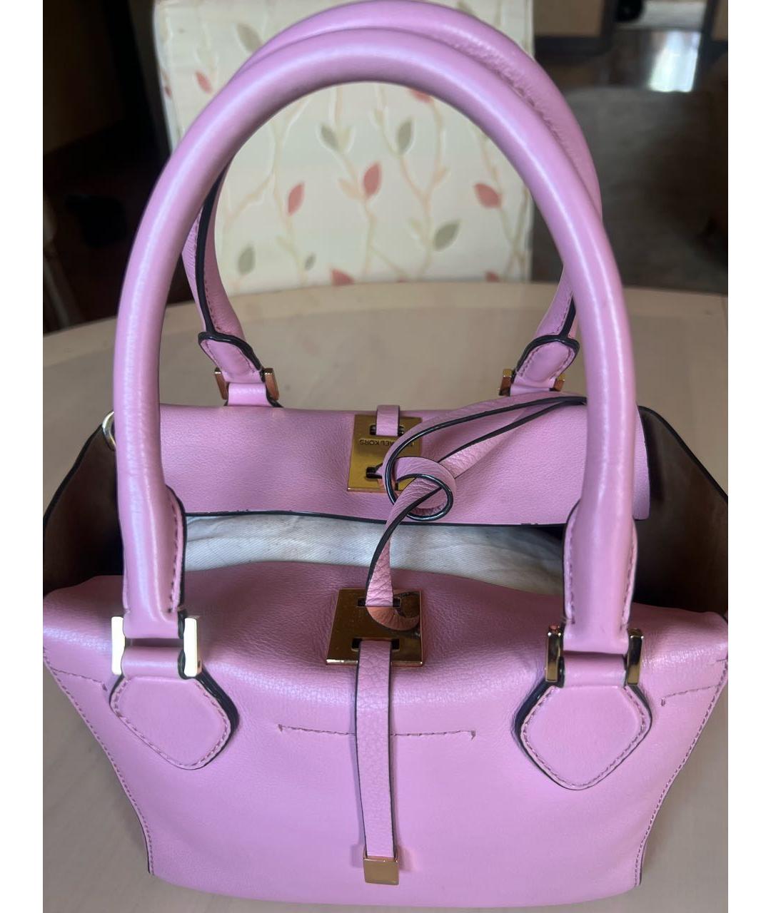 MICHAEL KORS Розовая кожаная сумка с короткими ручками, фото 4