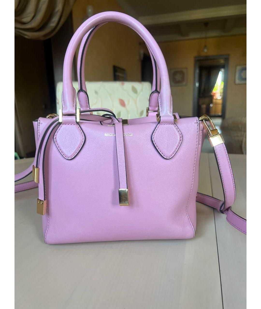 MICHAEL KORS Розовая кожаная сумка с короткими ручками, фото 9