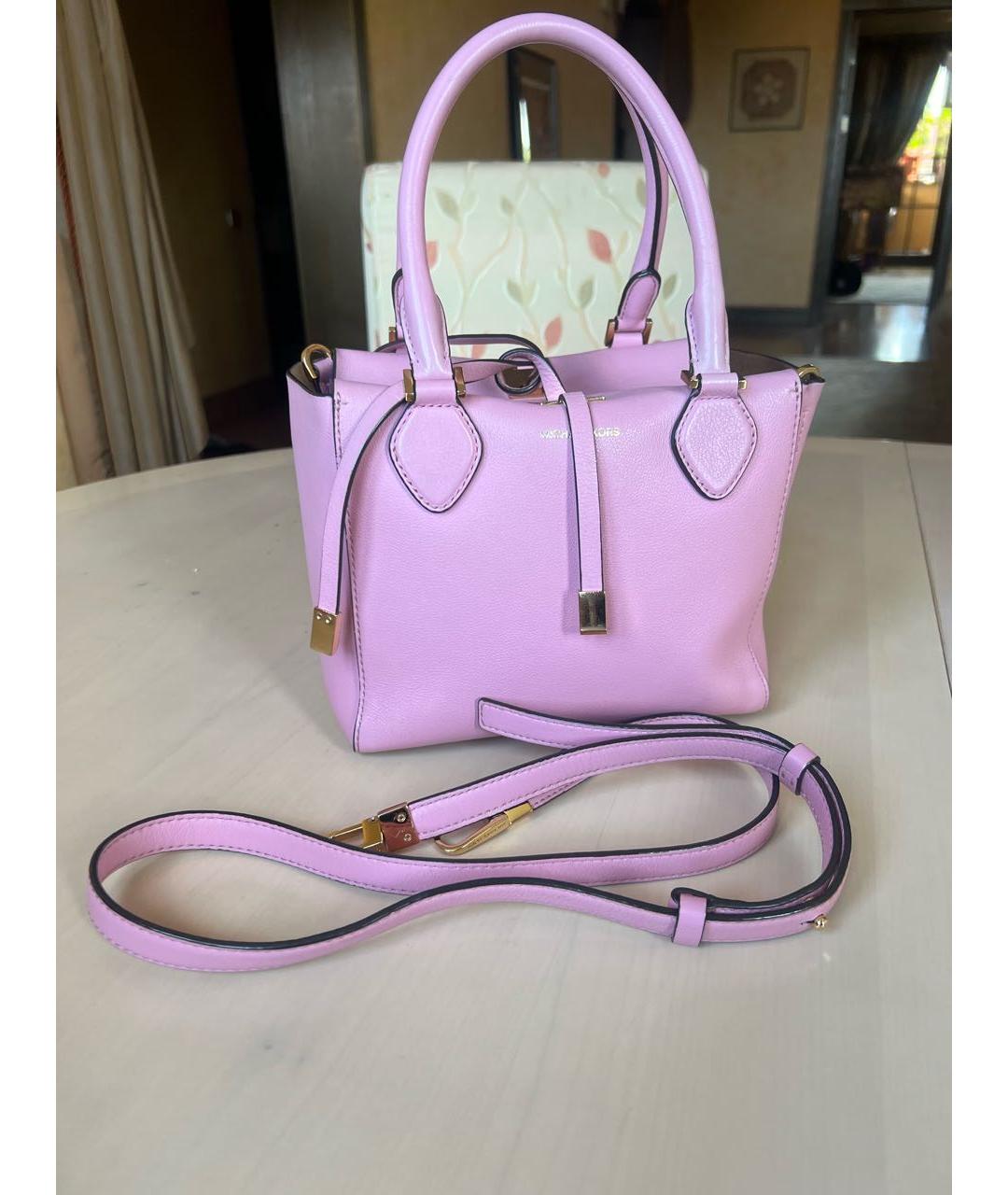 MICHAEL KORS Розовая кожаная сумка с короткими ручками, фото 6