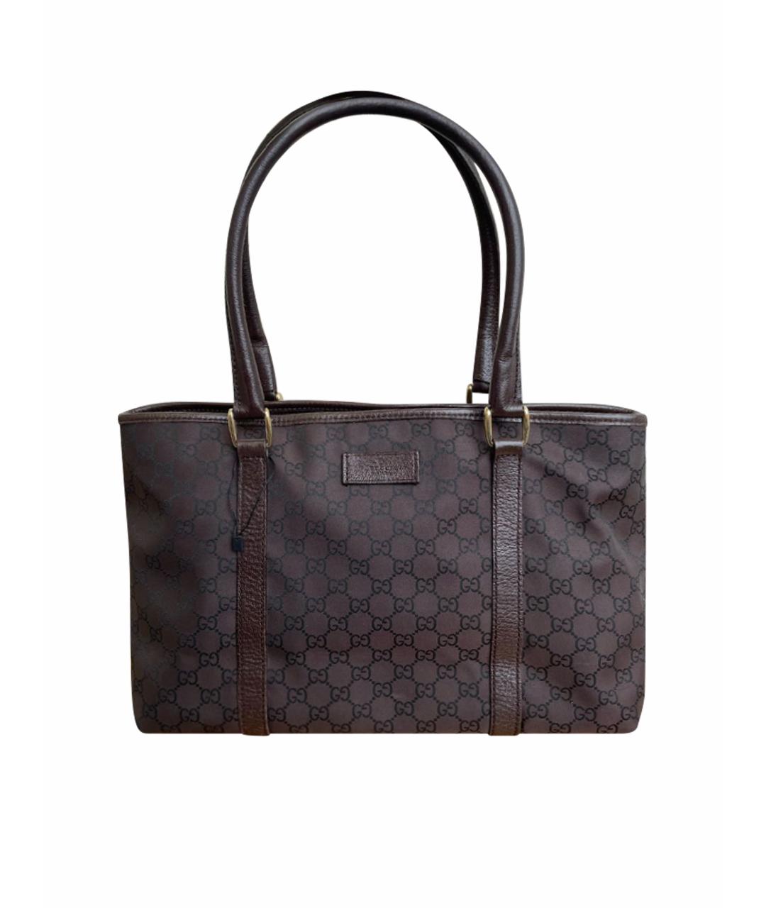 GUCCI Коричневая тканевая сумка тоут, фото 1