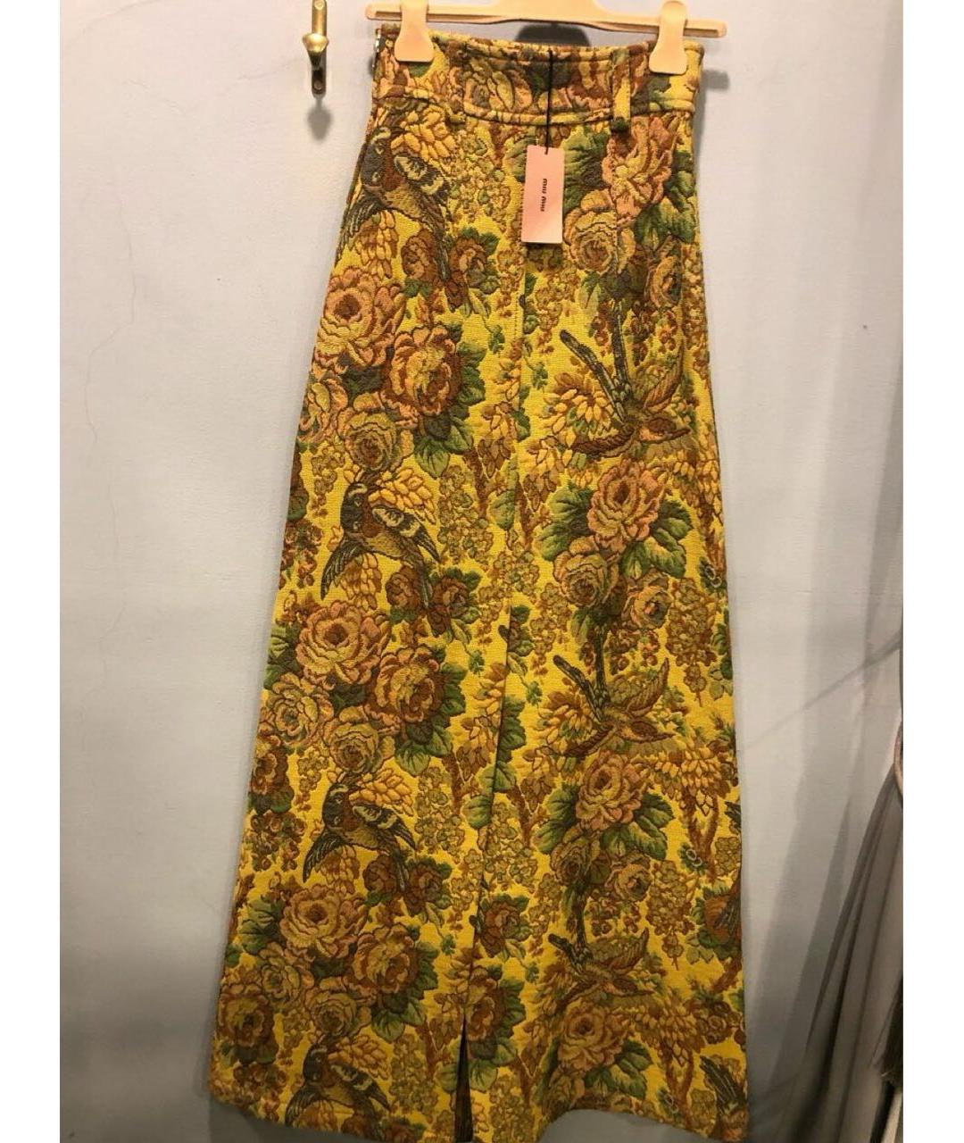 MIU MIU Горчичная юбка макси, фото 3
