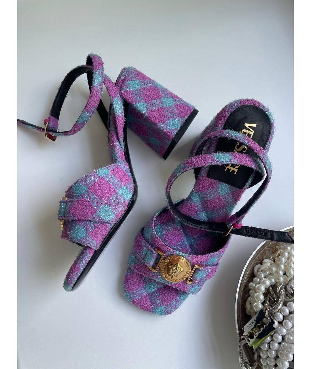 VERSACE Мульти текстильные босоножки, фото 3