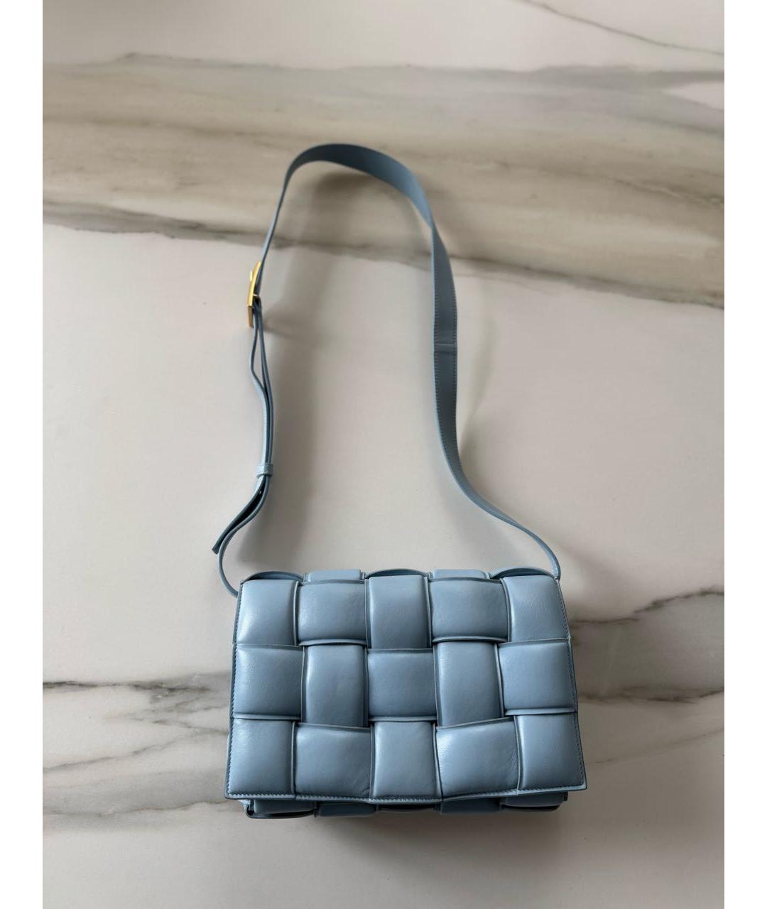 BOTTEGA VENETA Голубая кожаная сумка через плечо, фото 8
