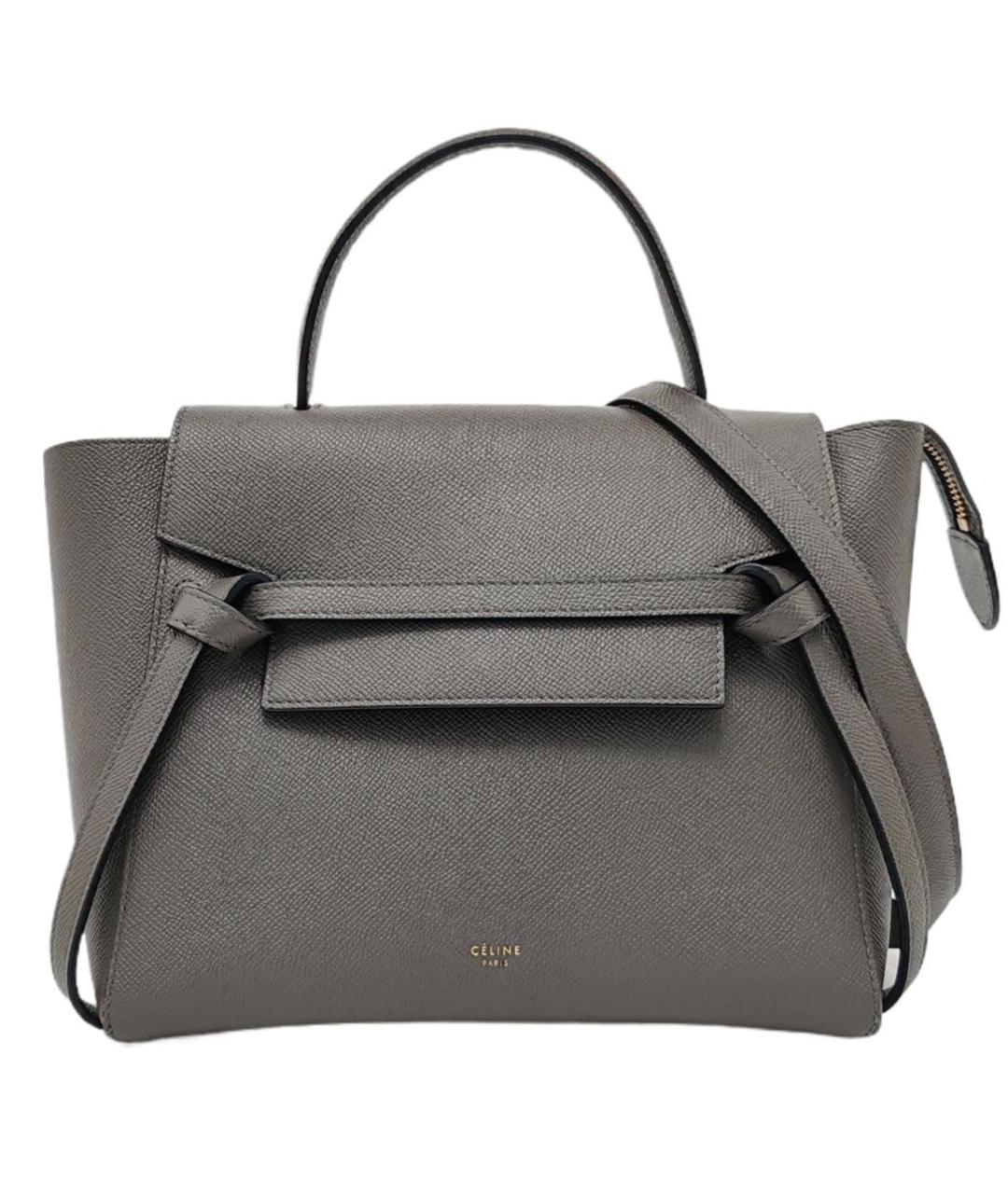 CELINE Антрацитовая кожаная сумка с короткими ручками, фото 1