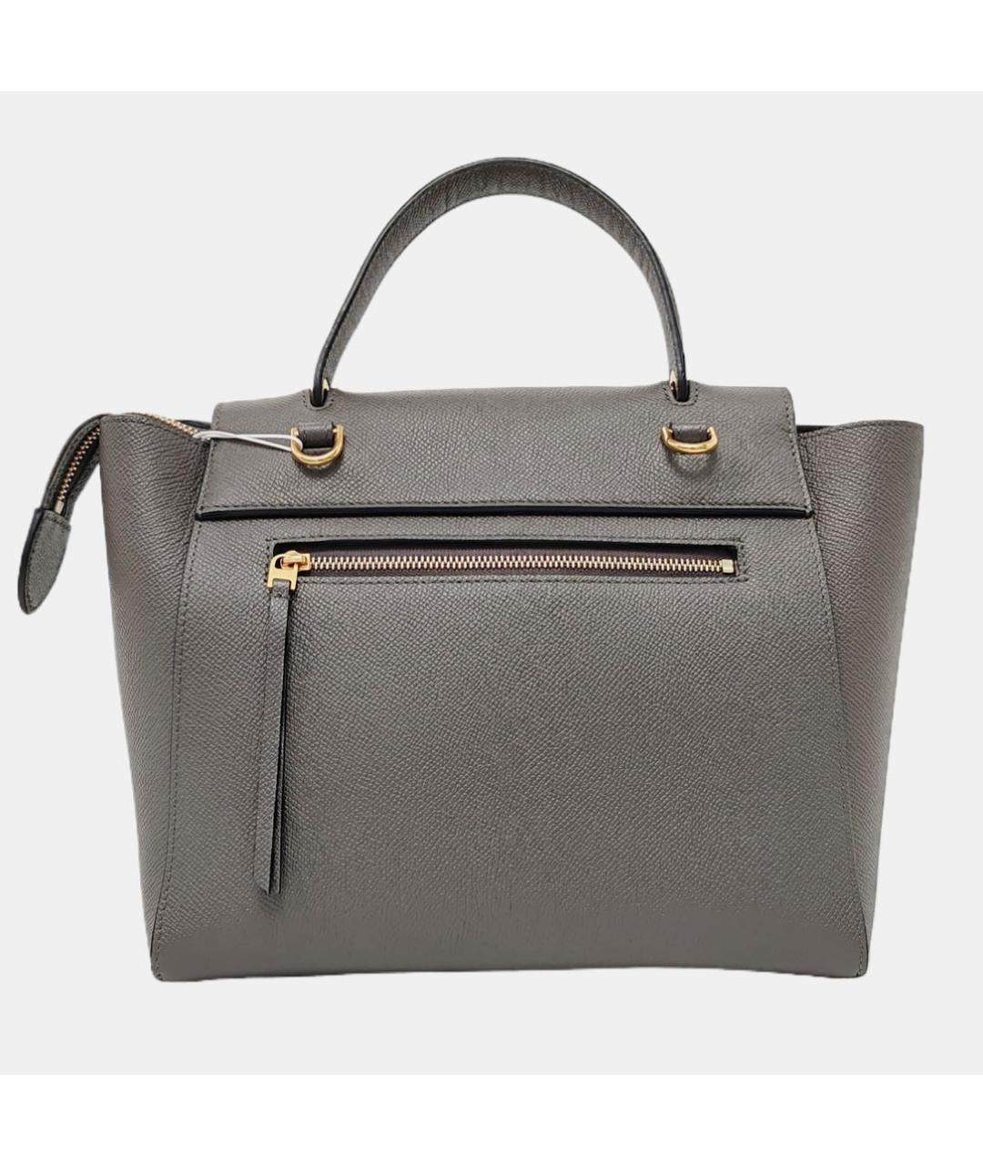 CELINE Антрацитовая кожаная сумка с короткими ручками, фото 4