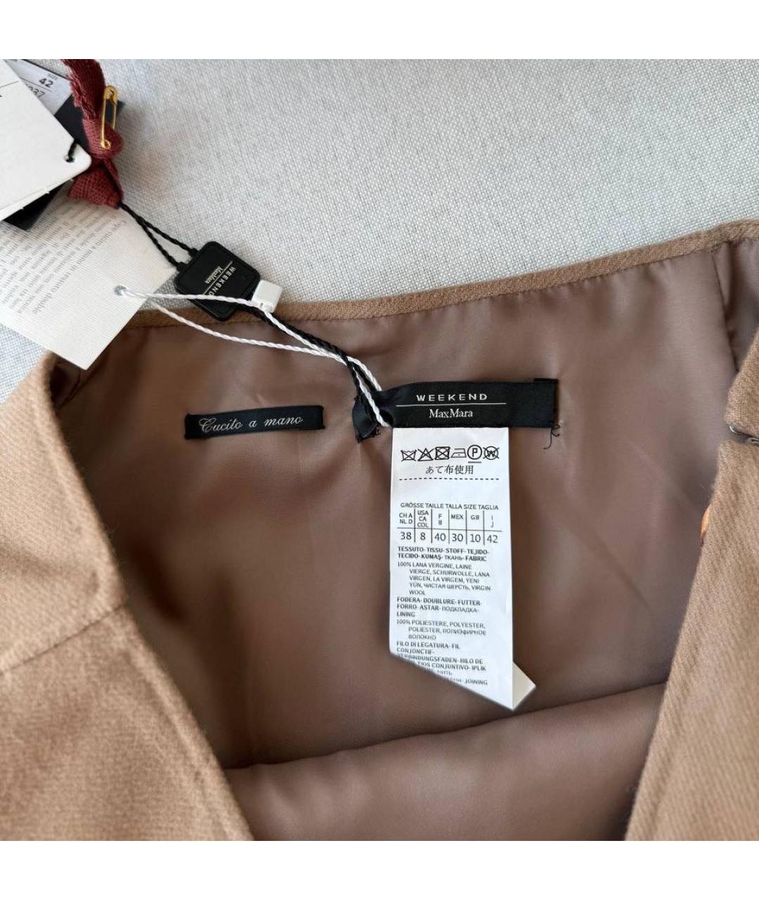 MAX MARA Бежевая шерстяная юбка мини, фото 3