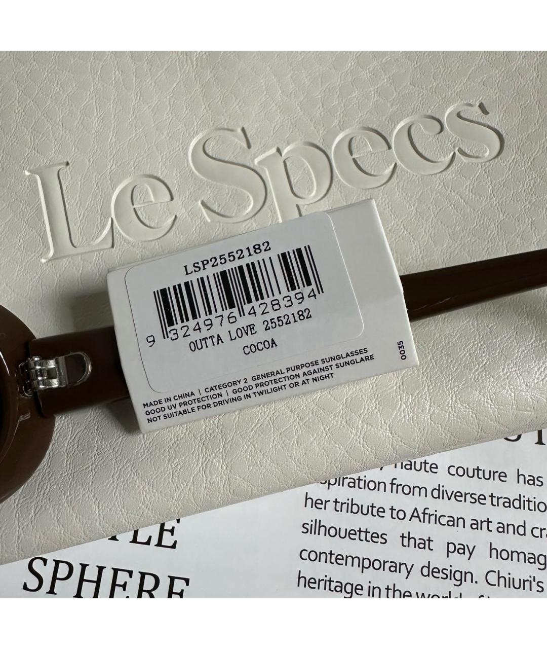 LE SPECS Коричневые пластиковые солнцезащитные очки, фото 5