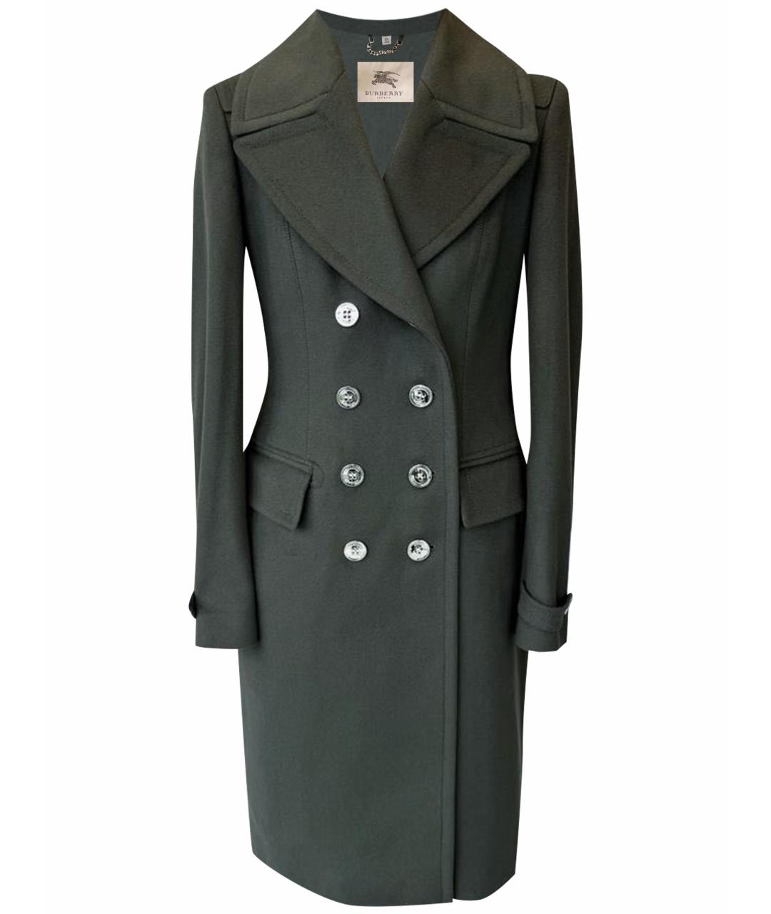 BURBERRY Хаки шерстяное пальто, фото 1