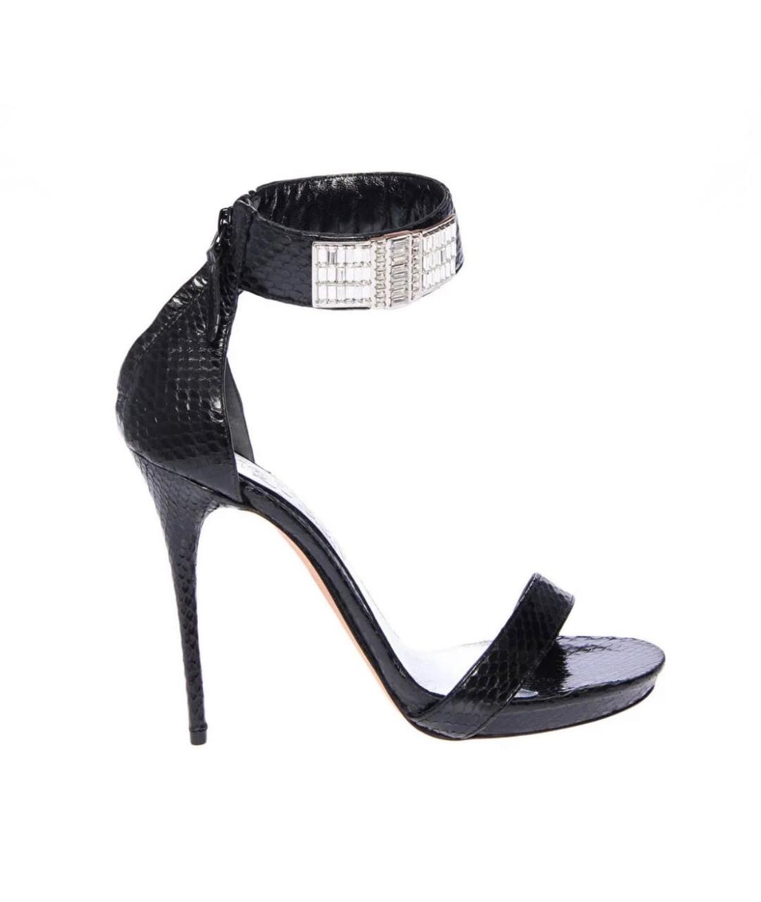 ALEXANDER MCQUEEN Черные кожаные босоножки, фото 2