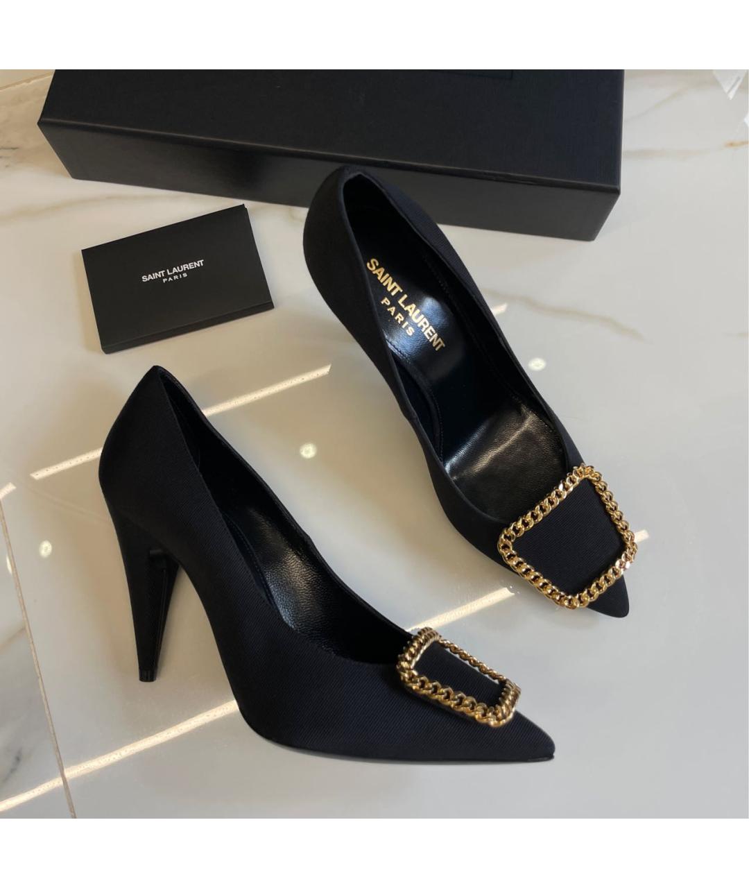 SAINT LAURENT Черные текстильные туфли, фото 6