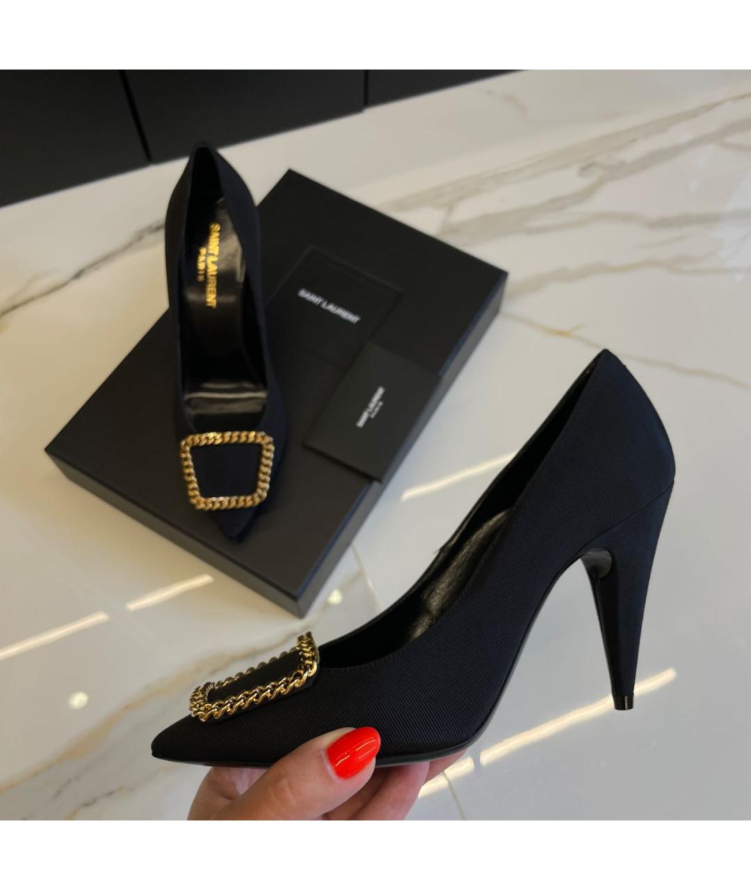 SAINT LAURENT Черные текстильные туфли, фото 3