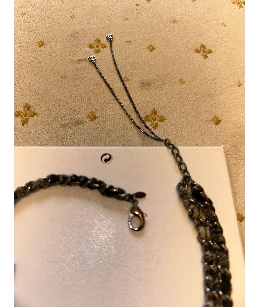 CHANEL Черное металлическое колье, фото 3