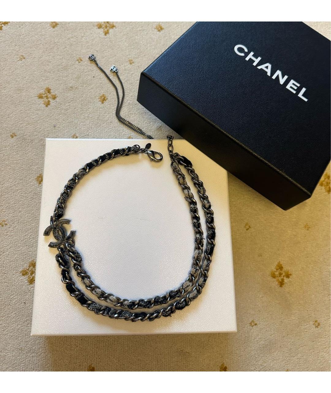 CHANEL Черное металлическое колье, фото 5