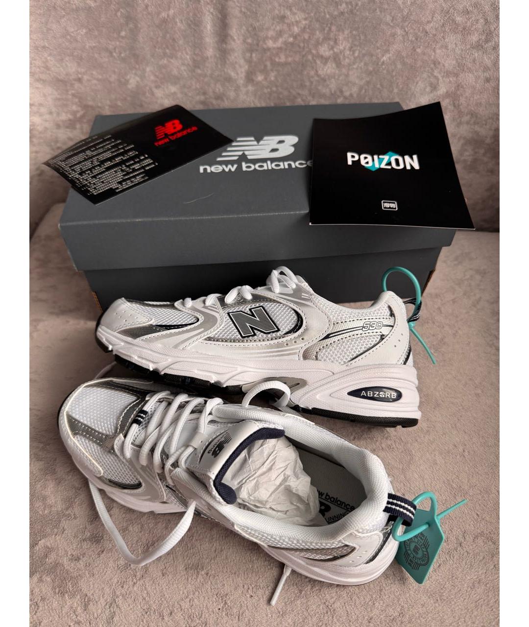 NEW BALANCE Белые текстильные кроссовки, фото 3