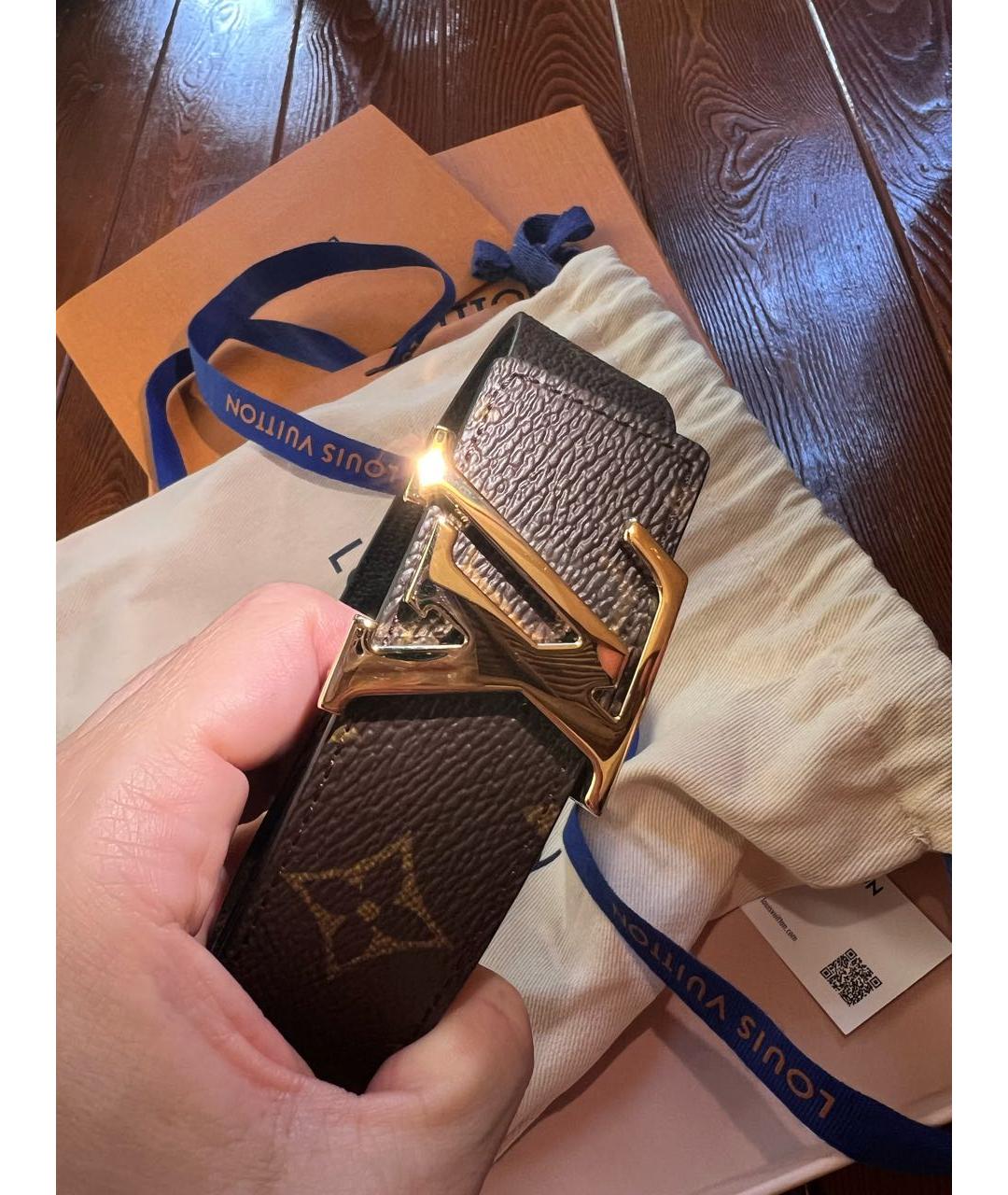 LOUIS VUITTON Коричневый кожаный ремень, фото 7