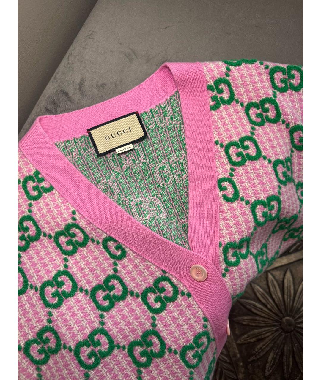 GUCCI Розовый шерстяной кардиган, фото 4