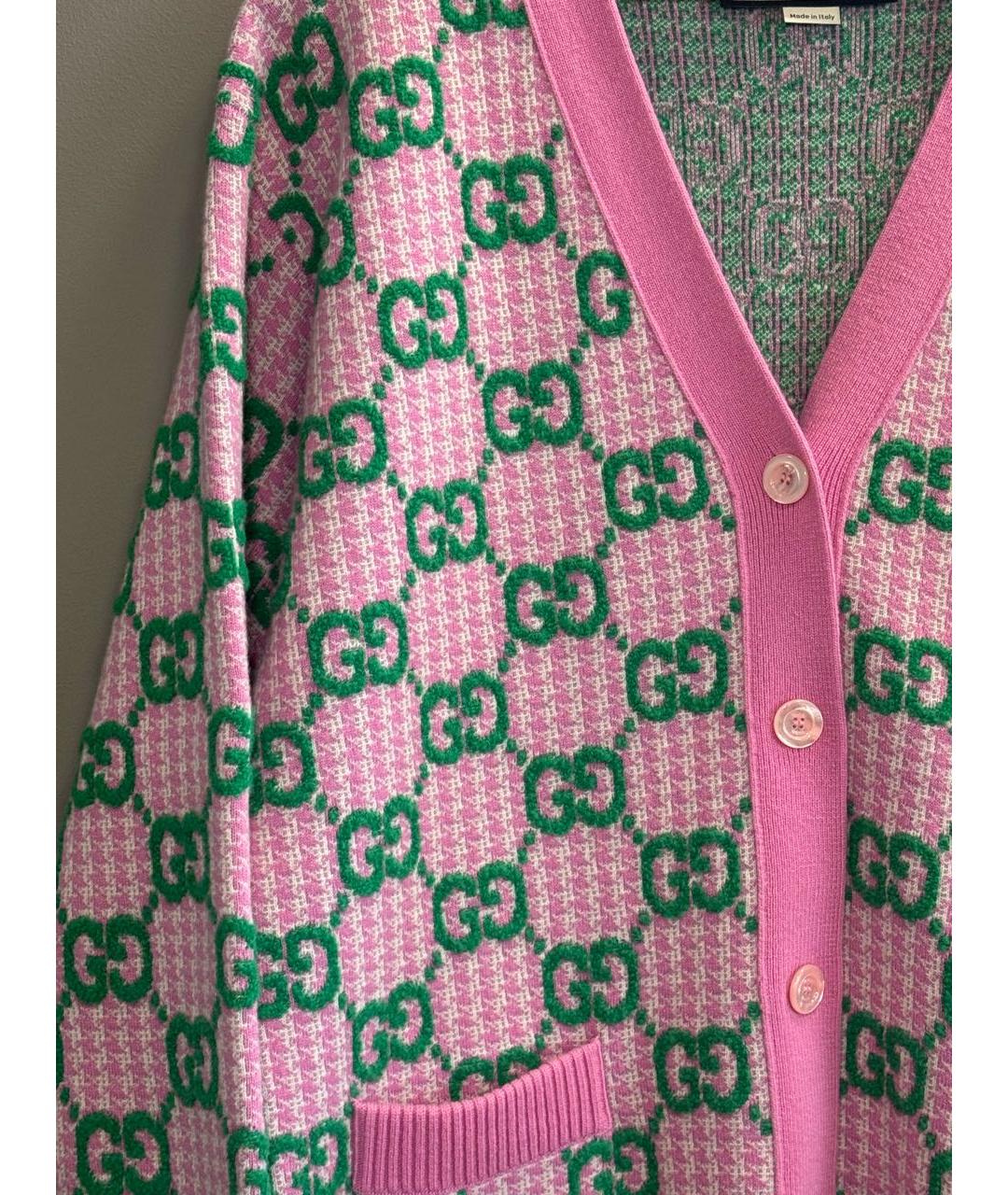 GUCCI Розовый шерстяной кардиган, фото 5