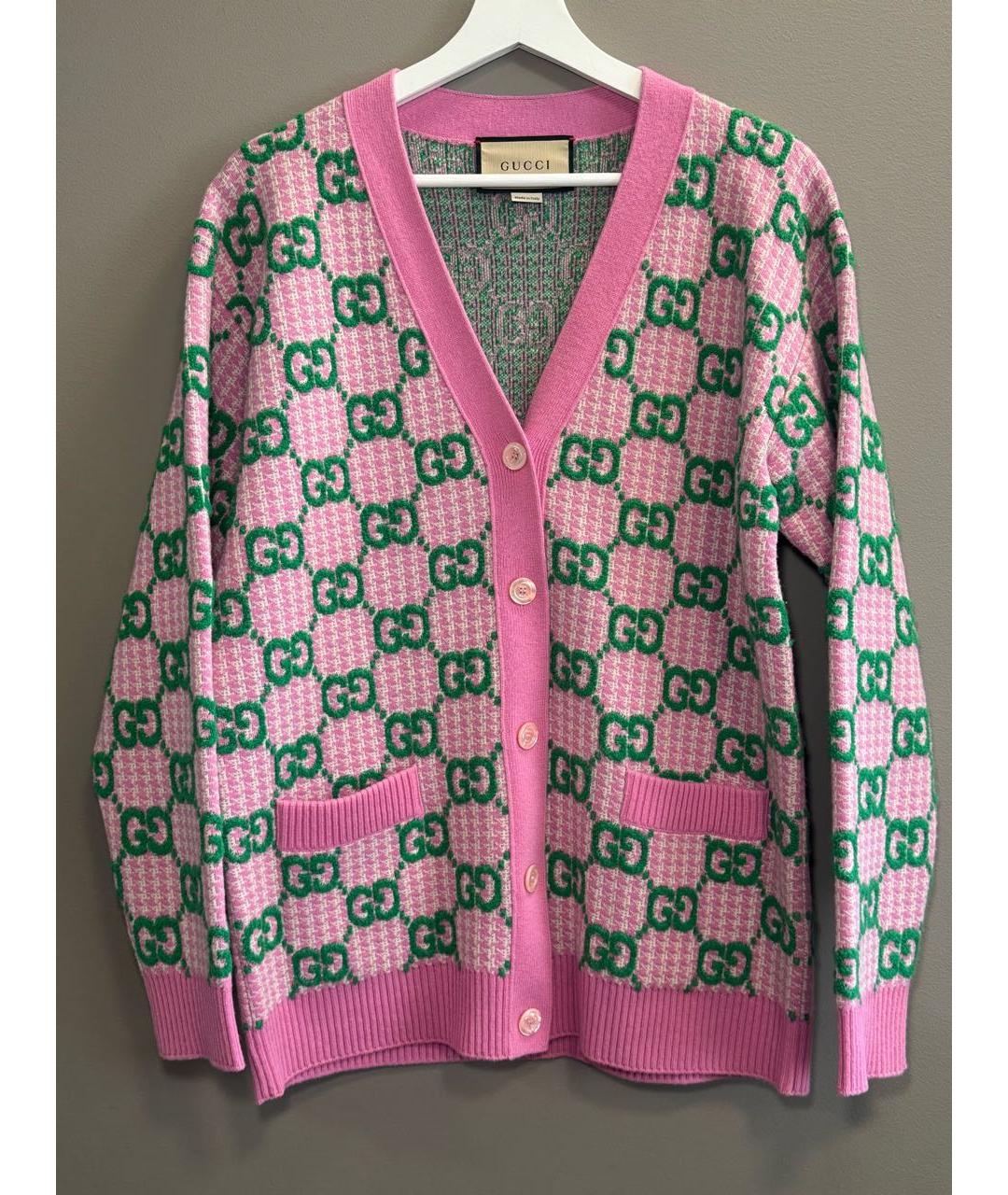 GUCCI Розовый шерстяной кардиган, фото 2
