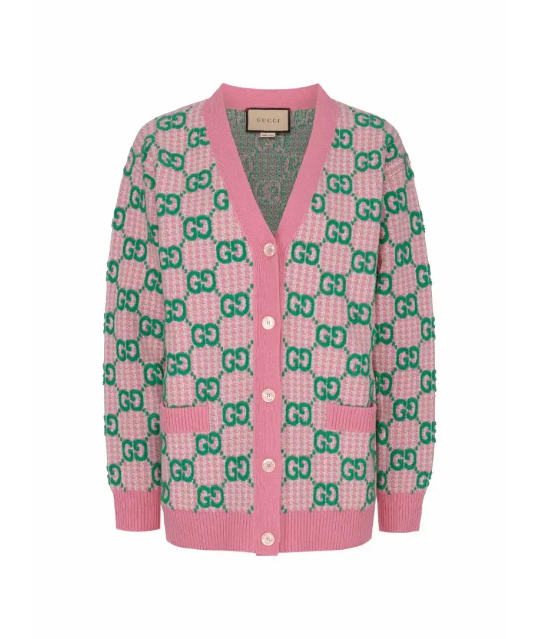 GUCCI Розовый шерстяной кардиган, фото 1