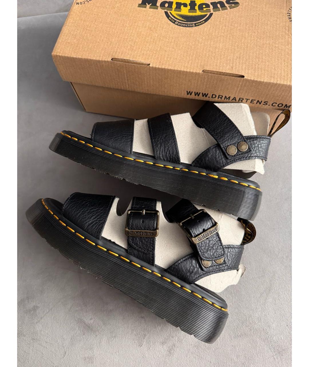 DR. MARTENS Черные кожаные сандалии, фото 8