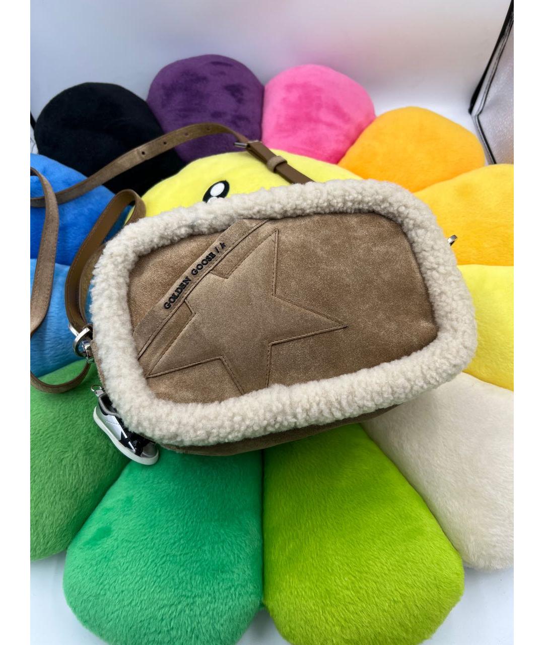 GOLDEN GOOSE DELUXE BRAND Бежевая замшевая сумка через плечо, фото 2