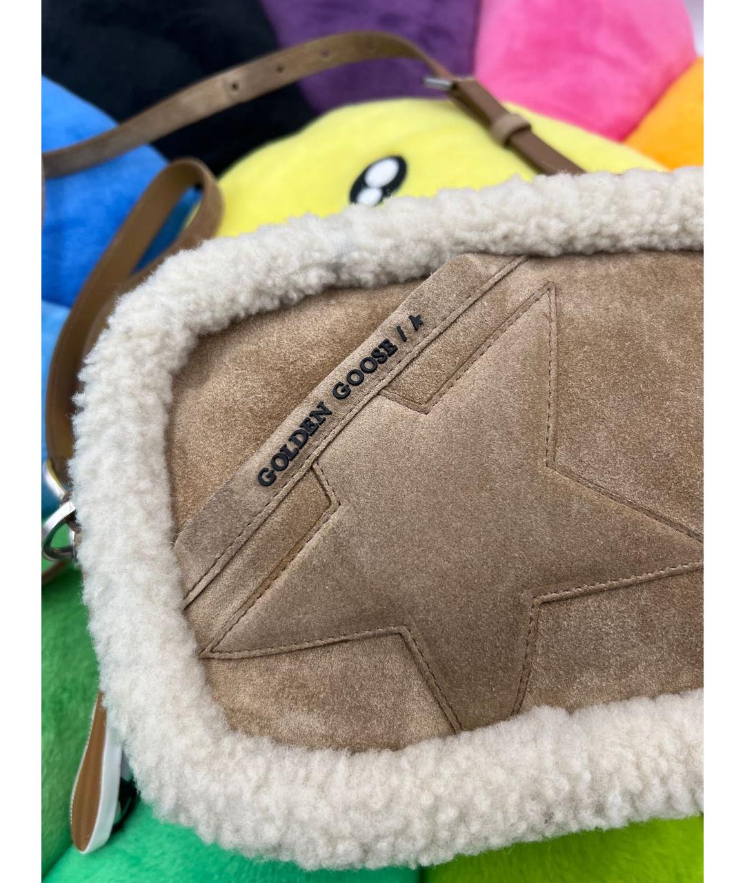 GOLDEN GOOSE DELUXE BRAND Бежевая замшевая сумка через плечо, фото 4