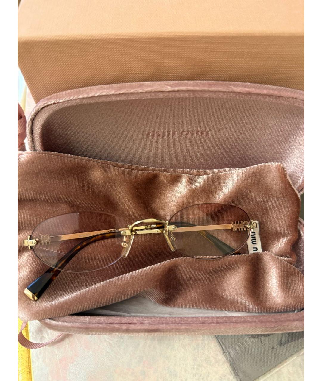 MIU MIU Розовые металлические солнцезащитные очки, фото 4