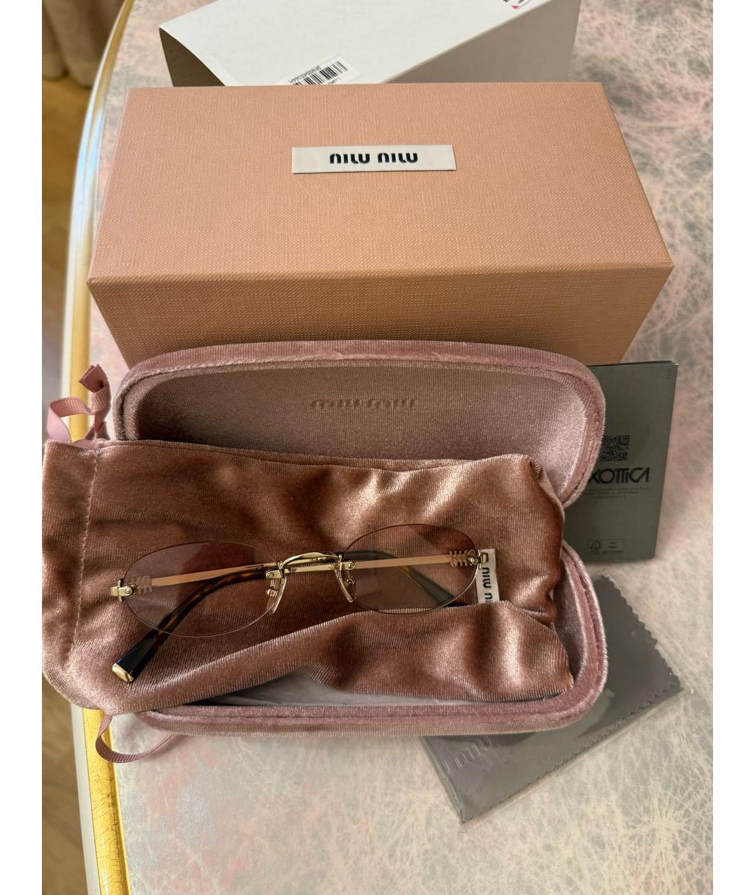 MIU MIU Розовые металлические солнцезащитные очки, фото 5
