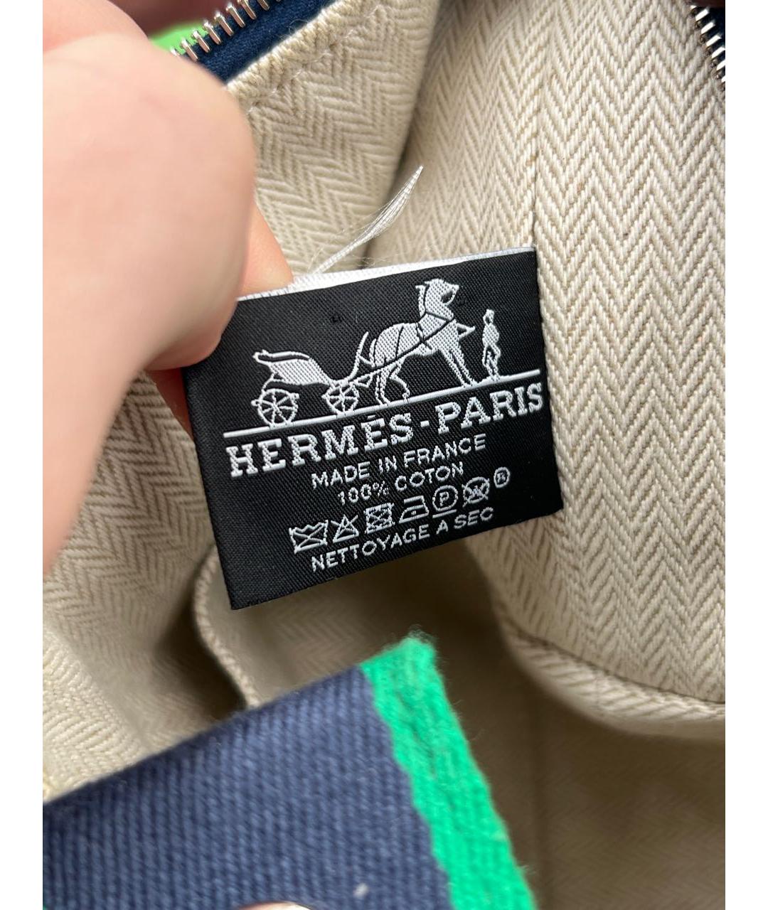 HERMES Синяя хлопковая косметичка, фото 6