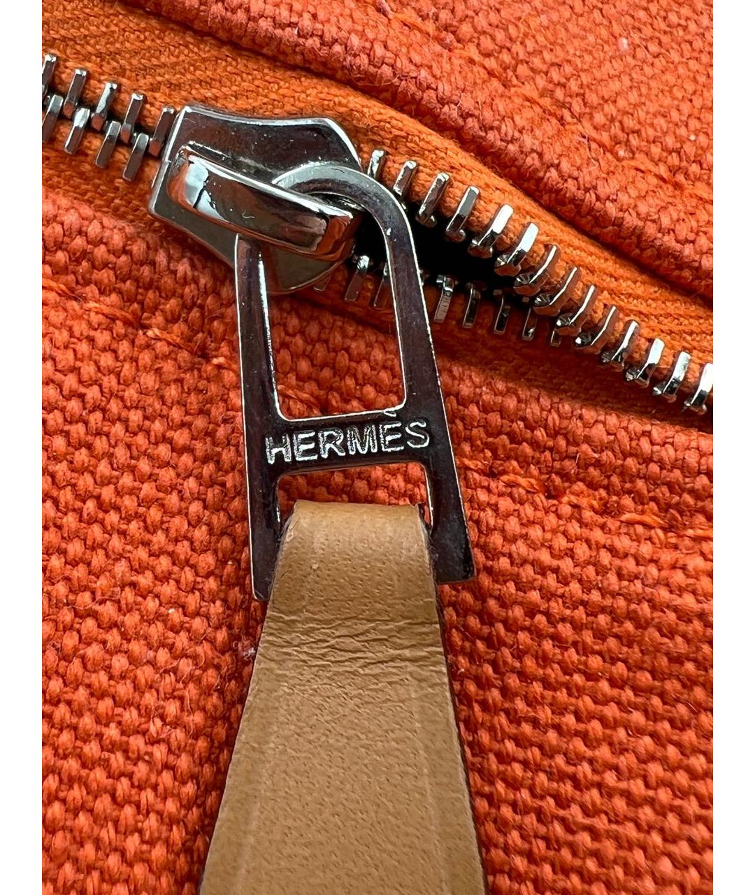 HERMES Оранжевая хлопковая косметичка, фото 8