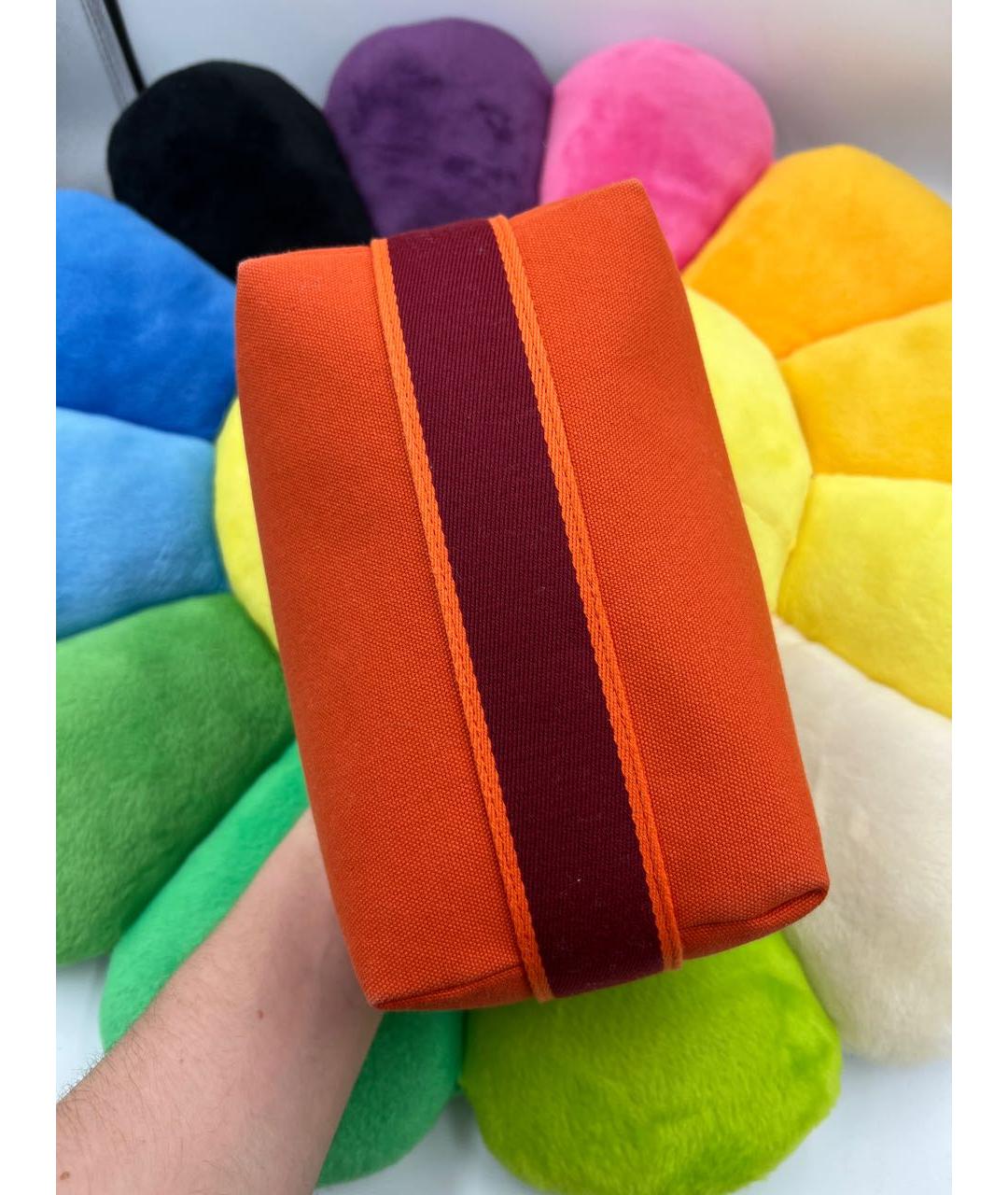 HERMES Оранжевая хлопковая косметичка, фото 4