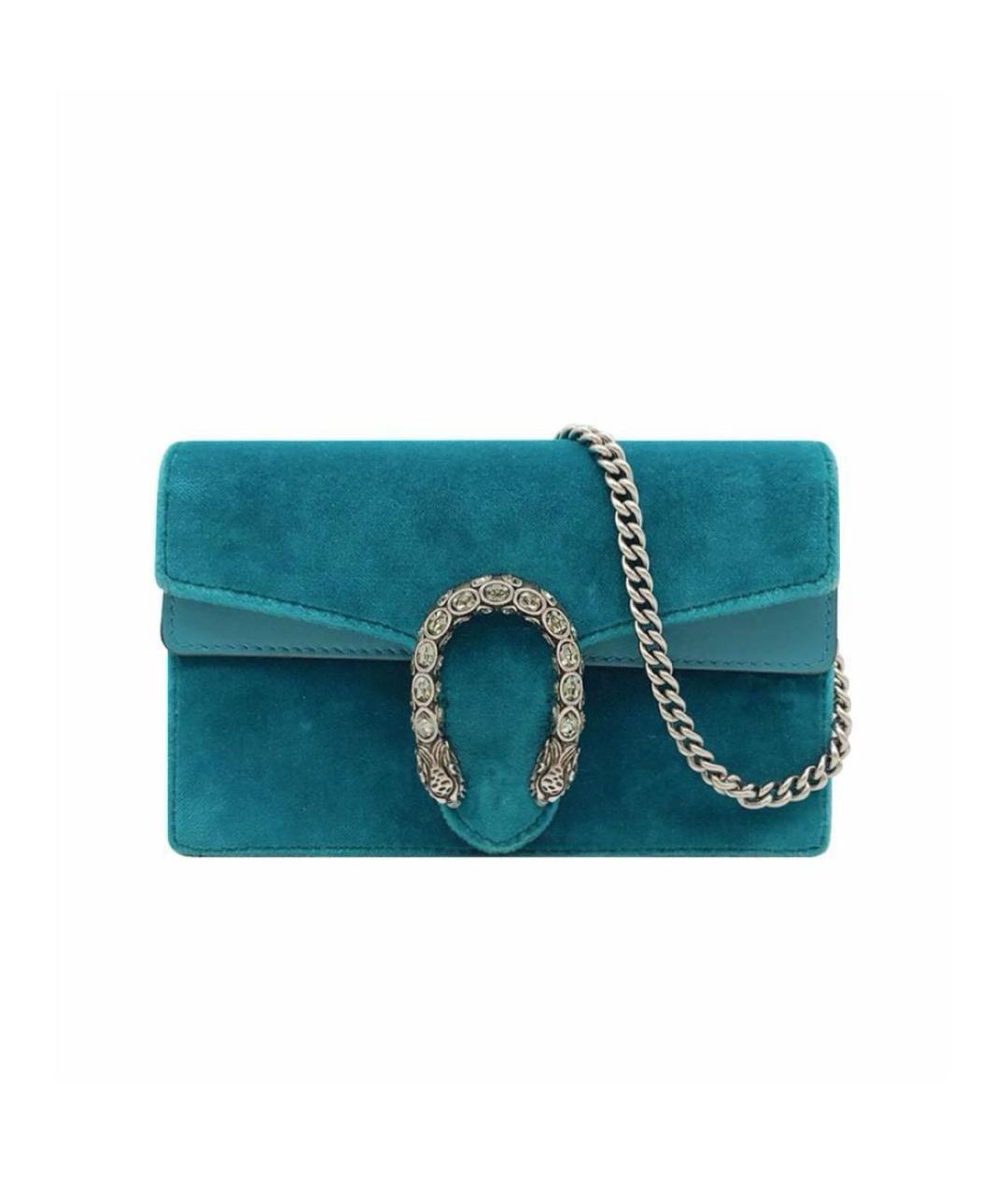 GUCCI Бирюзовая бархатная сумка через плечо, фото 1