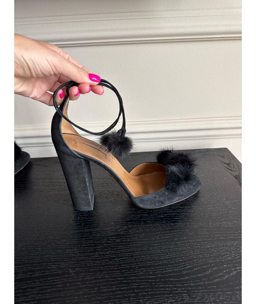 AQUAZZURA Черные замшевые туфли, фото 7