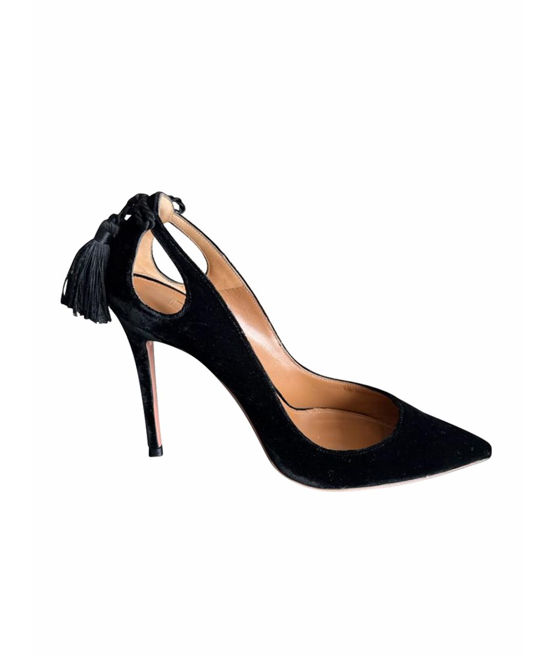 AQUAZZURA Черные бархатные туфли, фото 1